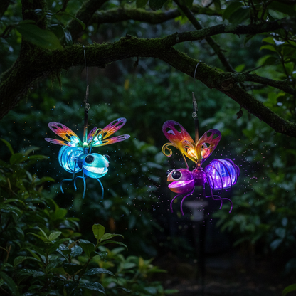 Mariposa Solar Decorativa Metal y PVC Colgante Azul Violeta Galix