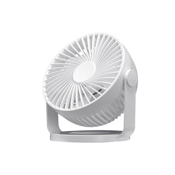 Miniventilador Sobremesa Bretaña Blanco 5w 3+1velocidades Recargable Alimentacion Usb Orientable 5aspas 17x15x11,5cm