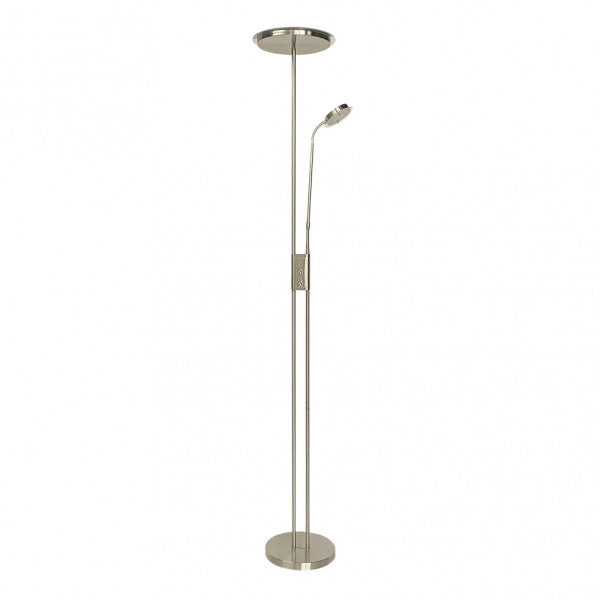 Pie De Salon Antares 20w+7w 4000k C/lector Cuero 183x25x25 Cm Tactil C/reg.Intensidad Y Memoria