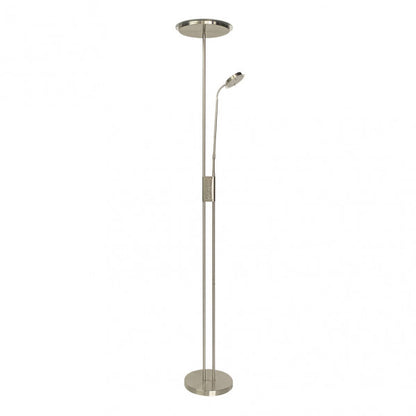 Pie De Salon Antares 20w+7w 4000k C/lector Cuero 183x25x25 Cm Tactil C/reg.Intensidad Y Memoria
