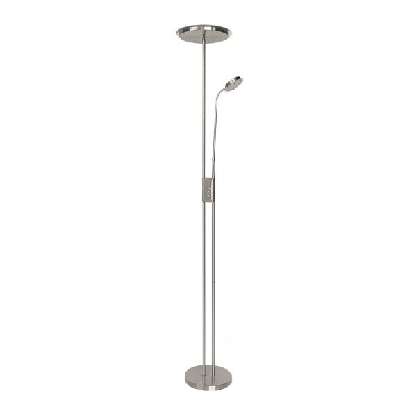 Pie De Salon Antares 20w+7w 4000k  C/lector  Niquel 183x25x25 Cm Tactil c/reg.Intensidad Y Memoria