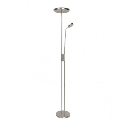 Pie De Salon Antares 20w+7w 4000k  C/lector  Niquel 183x25x25 Cm Tactil c/reg.Intensidad Y Memoria