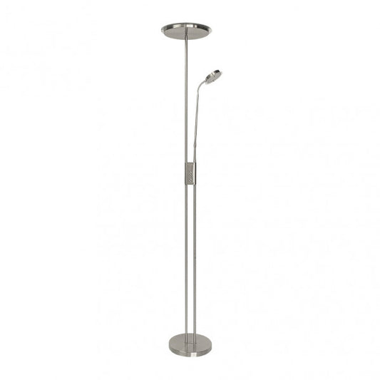 Pie De Salon Antares 20w+7w 4000k  C/lector  Niquel 183x25x25 Cm Tactil c/reg.Intensidad Y Memoria