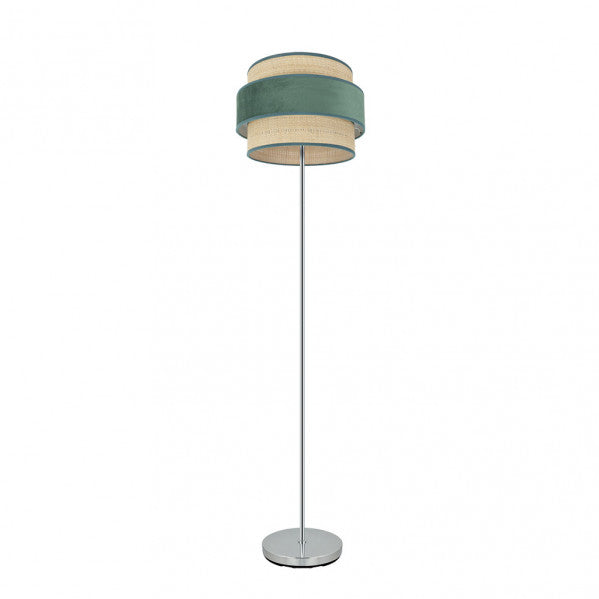 Pie De Salon Reyes 1xe27 Cromo/natural-verde 160x40x40 cm
