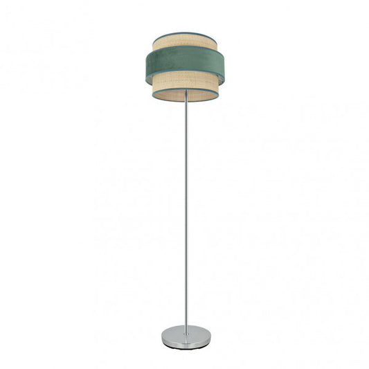 Pie De Salon Reyes 1xe27 Cromo/natural-verde 160x40x40 cm