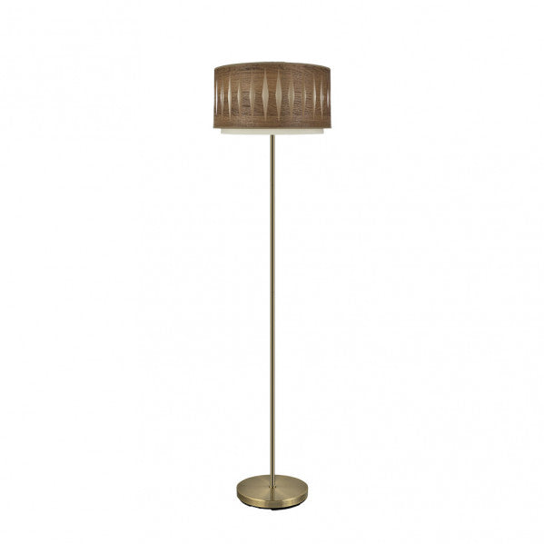 Pie Salon Alexandra 1xe27 Cuero/madera Oscura 162x40x40 Cm