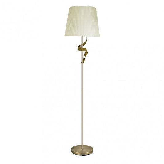 Pie Salon Baeza 1xe27 Cuero Pantalla Beis 162x38x38 Cm