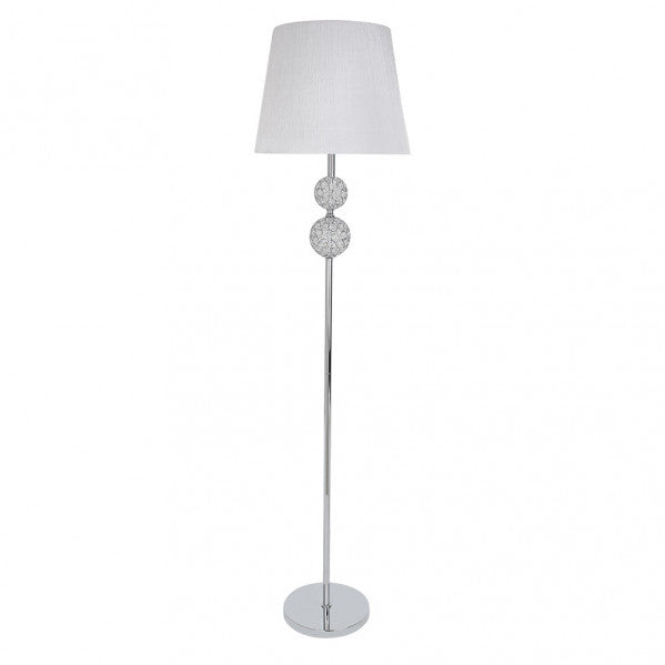 Pie Salon Bogota 1xe27 Cromo Pantalla Blanca 160x38x38 Cm