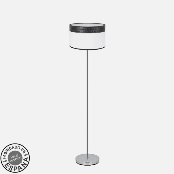 Pie Salon Cloe 1xe27 Cromo/blanca-madera Negra162x40x40  cm