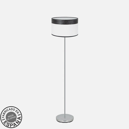 Pie Salon Cloe 1xe27 Cromo/blanca-madera Negra162x40x40  cm