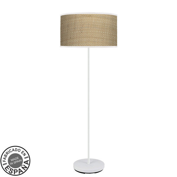 Pie Salon Moda 1xe27 Blanco/cañizo Claro 163x40x40 Cm