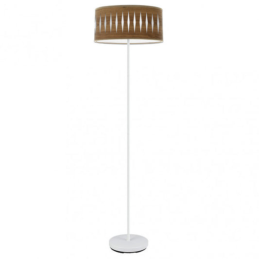 Pie Salon Piron 1xe27 Blanco/madera Oscura 165x40x40 Cm