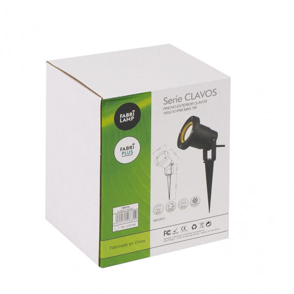 Pincho Exterior Clavos 1xegu10 Negro Policarbonato Ip65  16,2x9,8d