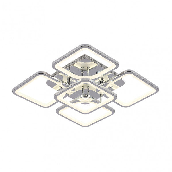 Plafon 129w 3000-4000-6500k Cromo Elara 9x58x58Cm 17415lm C.remoto,regulador Y Memoria