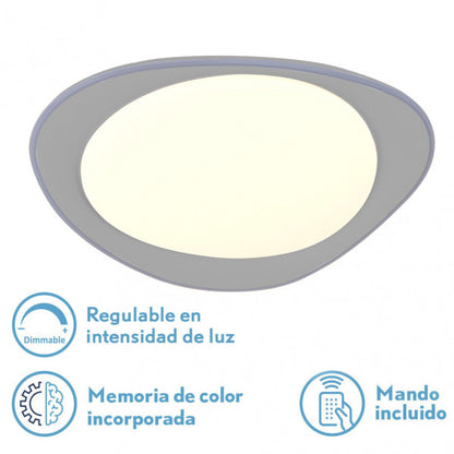 Plafon 72w Daire Gris 3000-4000-6500k 5616lm  7x55x55cm Remoto+reg.int+memoria