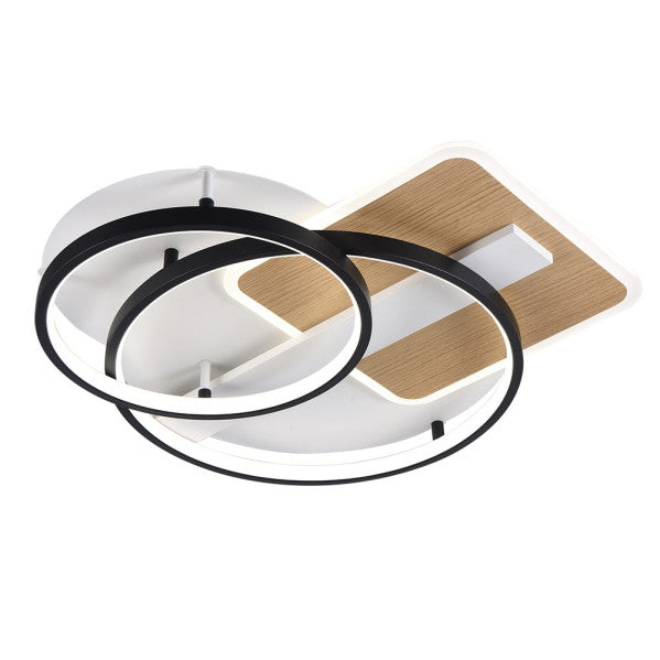 Plafon Azores Negro/madera 120w 3000-4000-6000k 9x50x50cm 10200lm C/remoto