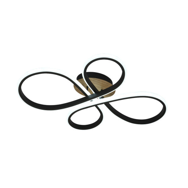Plafon Bandeira 88w 3000-4000-6500k Negro/madera 9680  Lm C/remoto,memoria Y Reg.intensidad 12x60x43cm