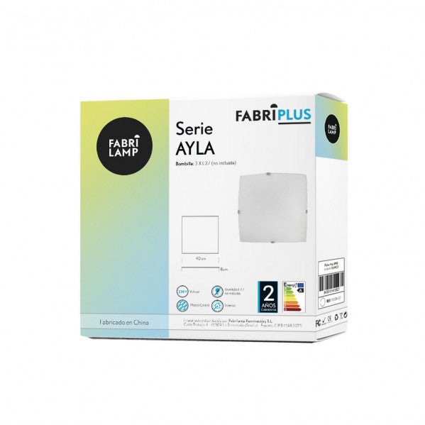 Plafon Cuadrado Ayla 3xe27 Blanco 40x40x7 Cm