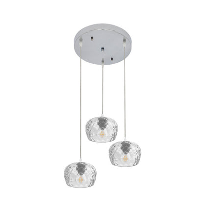 Plafon Estela 3xe27 Cromo Regx36x36 Cm C/tulipas Cristal Tallado Transparente