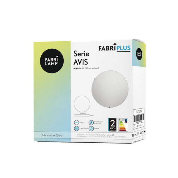 Plafon Redondo Avis 3xe27 Blanco 40x40x7 Cm