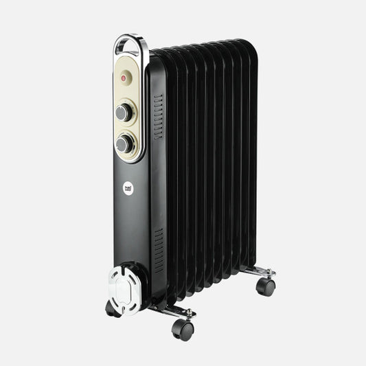 Radiador Aceite Amarantus 2500w 11elementos Negro/beis 3potencias Antivuelco Termostato Reg. Seguridad Asa 62,5x48x24cm
