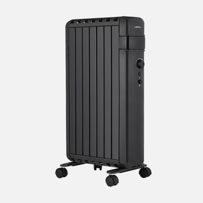 Radiador Aceite Polonia 1500w Negro Aletas Cerradas 7elementos 3potencias Antivuelco Prot.seguridad 63,5x37,5x24,5cm