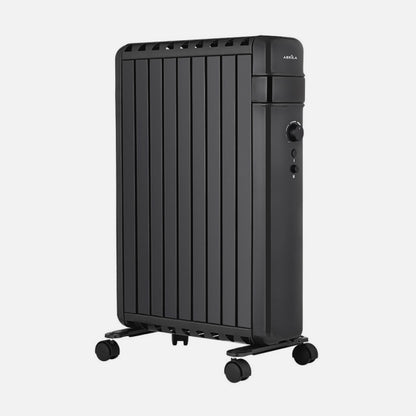 Radiador Aceite Polonia 2000w Negro Aletas Cerradas 9elementos 3Potencias Antivuelco Prot.seguridad 63,5x45x24,5 Cm