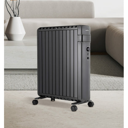 Radiador Aceite Polonia 2500w Negro Aletas Cerradas 11elementos 3potencias Antivuelco Protec.segurid.63,5x52,5x24,5cm
