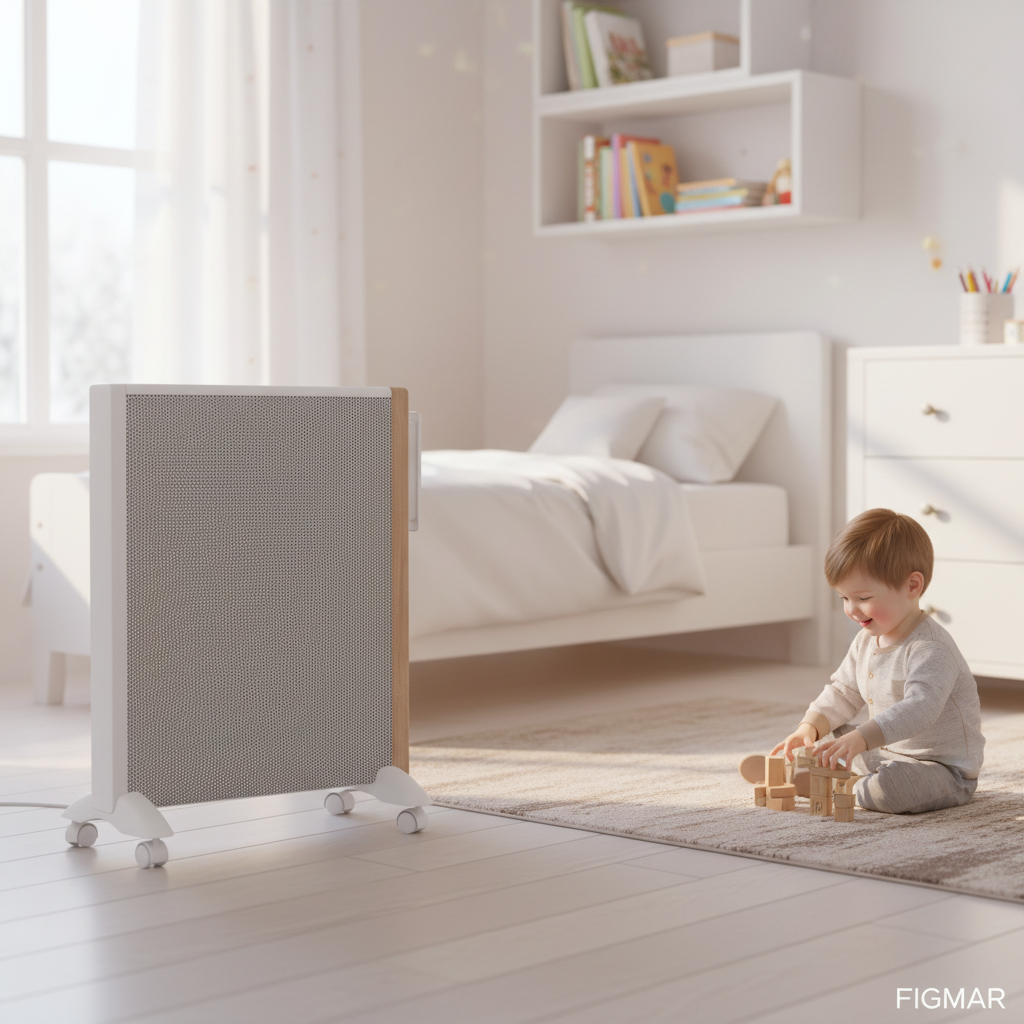 Radiador Badin Blanco/Madera en habitación infantil - FIGMAR