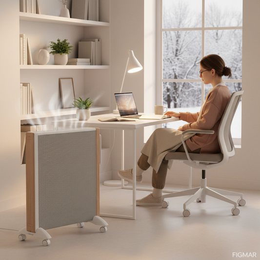 Radiador Badin Blanco/Madera en home office - FIGMAR
