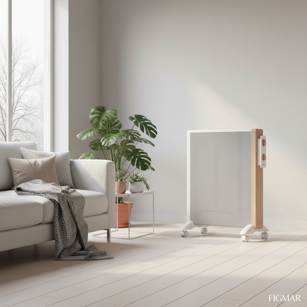 Radiador Badin Blanco/Madera en salón - FIGMAR