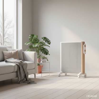 Radiador Badin Blanco/Madera en salón - FIGMAR