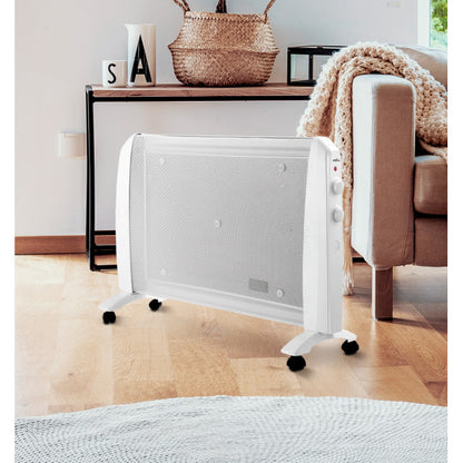 Radiador De Mica Abrigo 2000w 1elemento Blanco 2potencias  Antivuelco,ruedas,termostato Reg.54x79x27cm