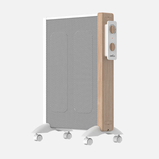 Radiador De Mica Badin 1500w Blanco/madera 2pot Antivuelco 3elem.Termostato Reg.asa Y Ruedas 63x44x27cm
