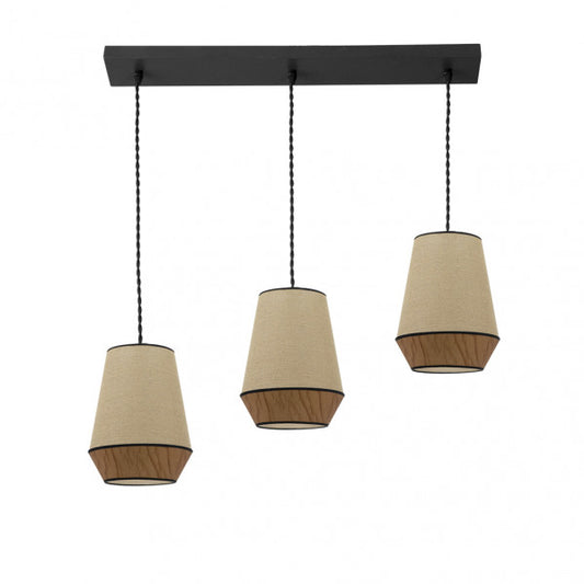 Regleta Campana 3xe27 Saco/marron Regx66x12 Cm