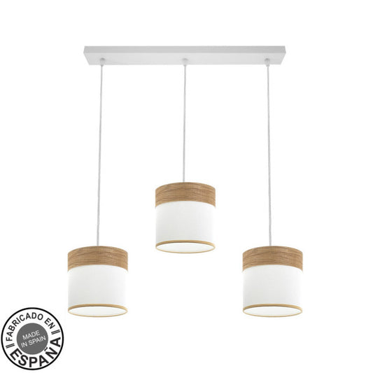 Regleta Cloe 3xe27 Blanco/blanca-madera Clara Regx60x16 cm