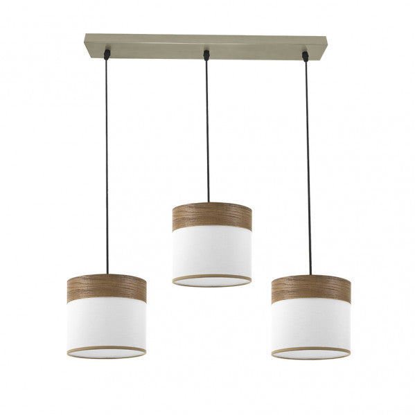 Regleta Cloe 3xe27 Cuero/blanca-madera Oscura Regx60x16 cm