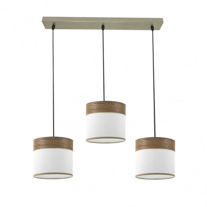 Regleta Cloe 3xe27 Cuero/blanca-madera Oscura Regx60x16 cm