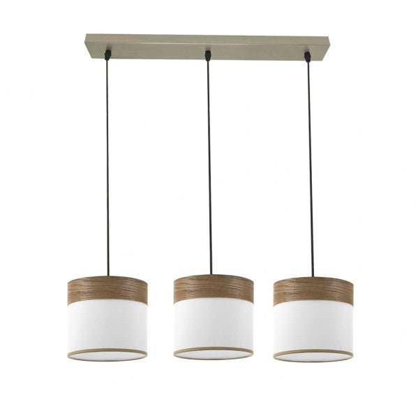 Regleta Cloe 3xe27 Cuero/blanca-madera Oscura Regx60x16 cm
