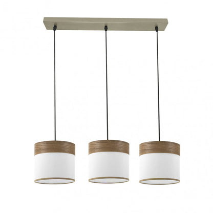 Regleta Cloe 3xe27 Cuero/blanca-madera Oscura Regx60x16 cm