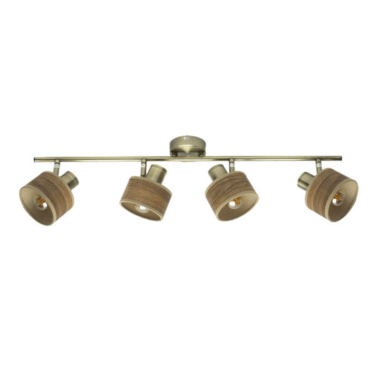 Regleta Nando 4xe14 Cuero/mad.oscura  Focos Orientables 16x73x10 Cm