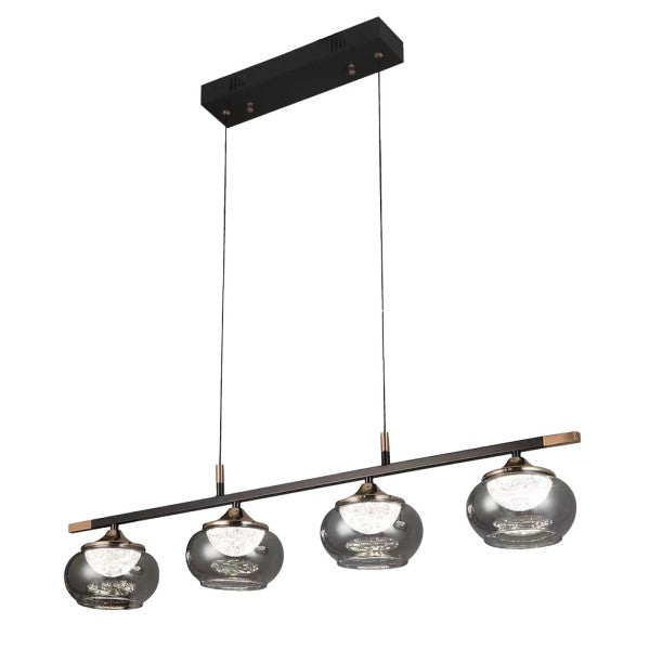 Regleta Pompeya 4l Negro 28w 3000-4000-6000k C/remoto Y Reg.intensidad 2520lm Regx91x15 Cm