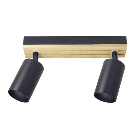 Regleta Waikato 2xgu10 Negro/madera Orientable 16,5x26x5,5cm