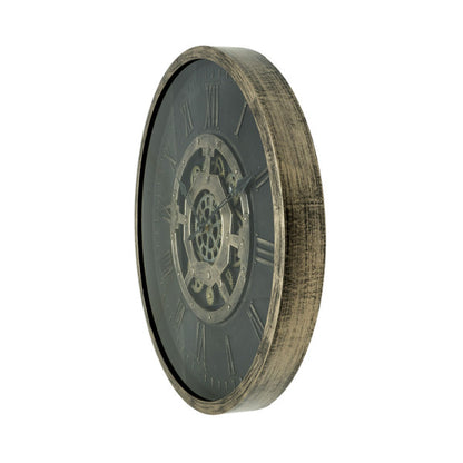 Reloj De Pared Adamuz Negro/oro 60x60x7cm Engranajes Con Movimiento