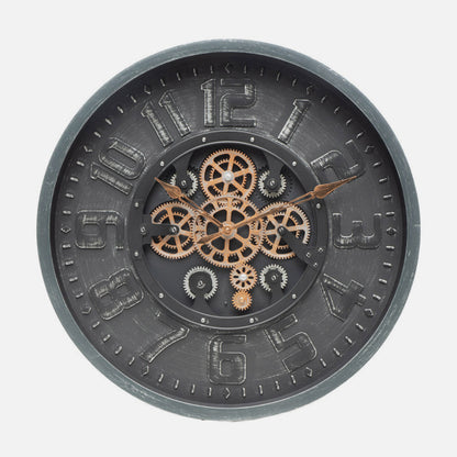 Reloj De Pared Albox Negro 60x60x7cm Engranajes Con Movimiento