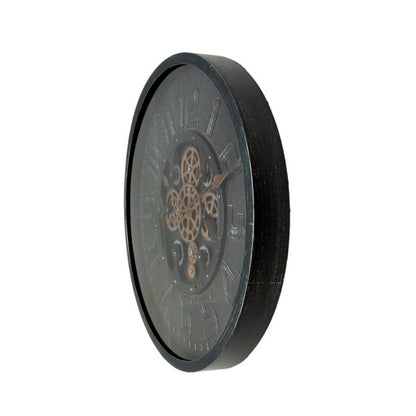 Reloj De Pared Albox Negro 60x60x7cm Engranajes Con Movimiento