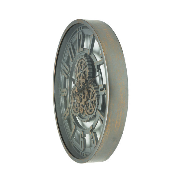 Reloj De Pared Alfacar Champan 50x50x7cm Engranajes Con Movimiento