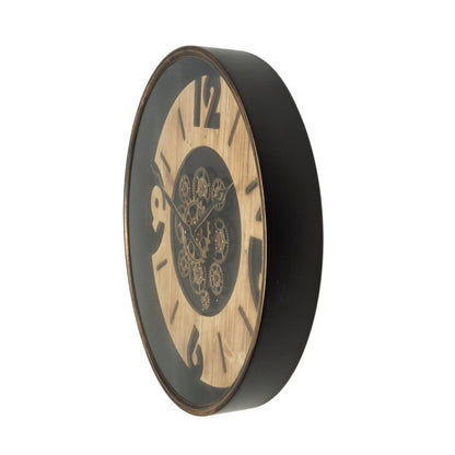 Reloj De Pared Almanzora Negro/haya/oro 60x60x8cm Engranajes Con Movimiento