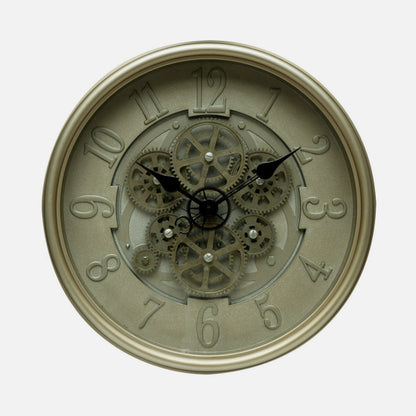 Reloj De Pared Alosno Cuero 40x40x7cm Engranajes Con Movimiento