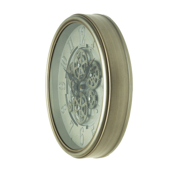 Reloj De Pared Atarfe Oro Rustico 40x40x7cm Engranajes Con Movimiento